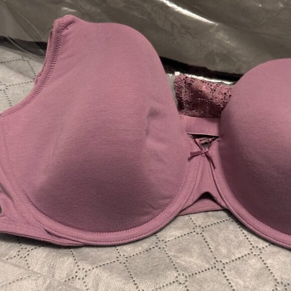 Cacique Lane Bryant Lilac Bra Front Closure Adorable Back with Lace 40DD NWOT - Picture 14 of 15